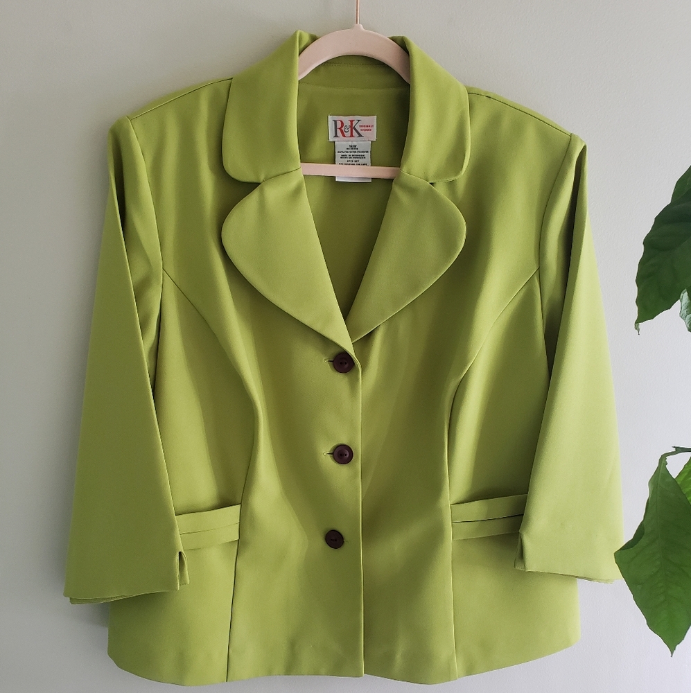 R&K Originals 3/4 Sleeve Structured Retro Statement Blazer Jacket Church Or Work